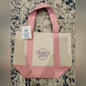 TRADER JOE'S MINI PASTEL CANVAS TOTE BAG (LIMITED EDITION)